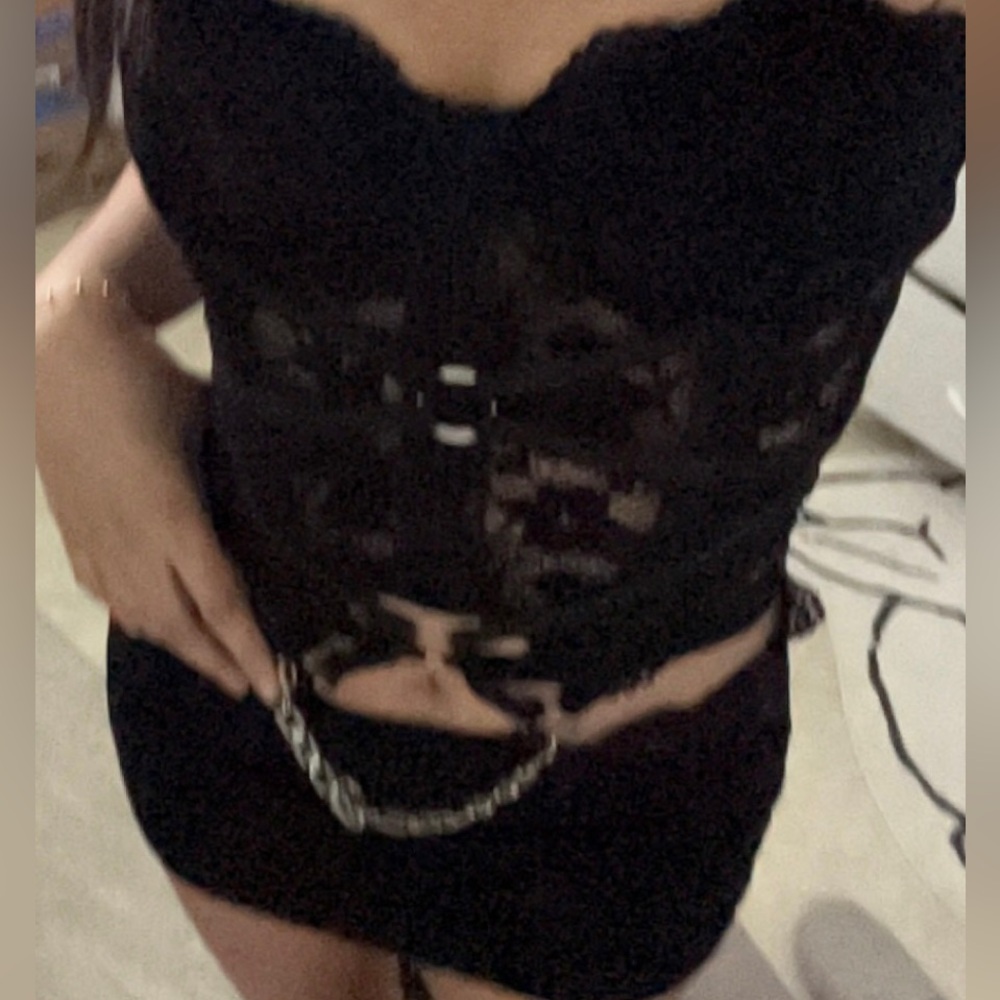Black mini lace dress